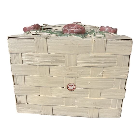 Vintage Woven Basket with Ceramic Roses – Hand-Painted – Made in the Philippines - Picture 5 of 5